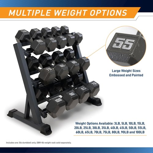 Marcy Cast Iron Hex Dumbbells - Individual Weights from 3-lb to 100-lb for Home Workouts