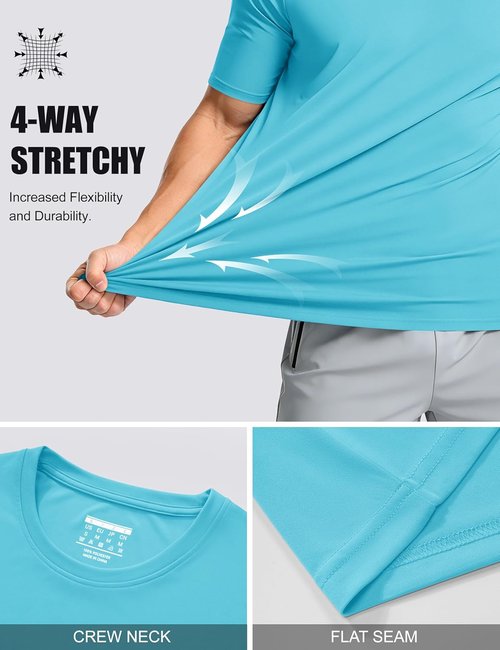 MAGCOMSEN Men's UPF 50+ Quick-Dry Athletic T-Shirt - Performance Workout & Swim Tee