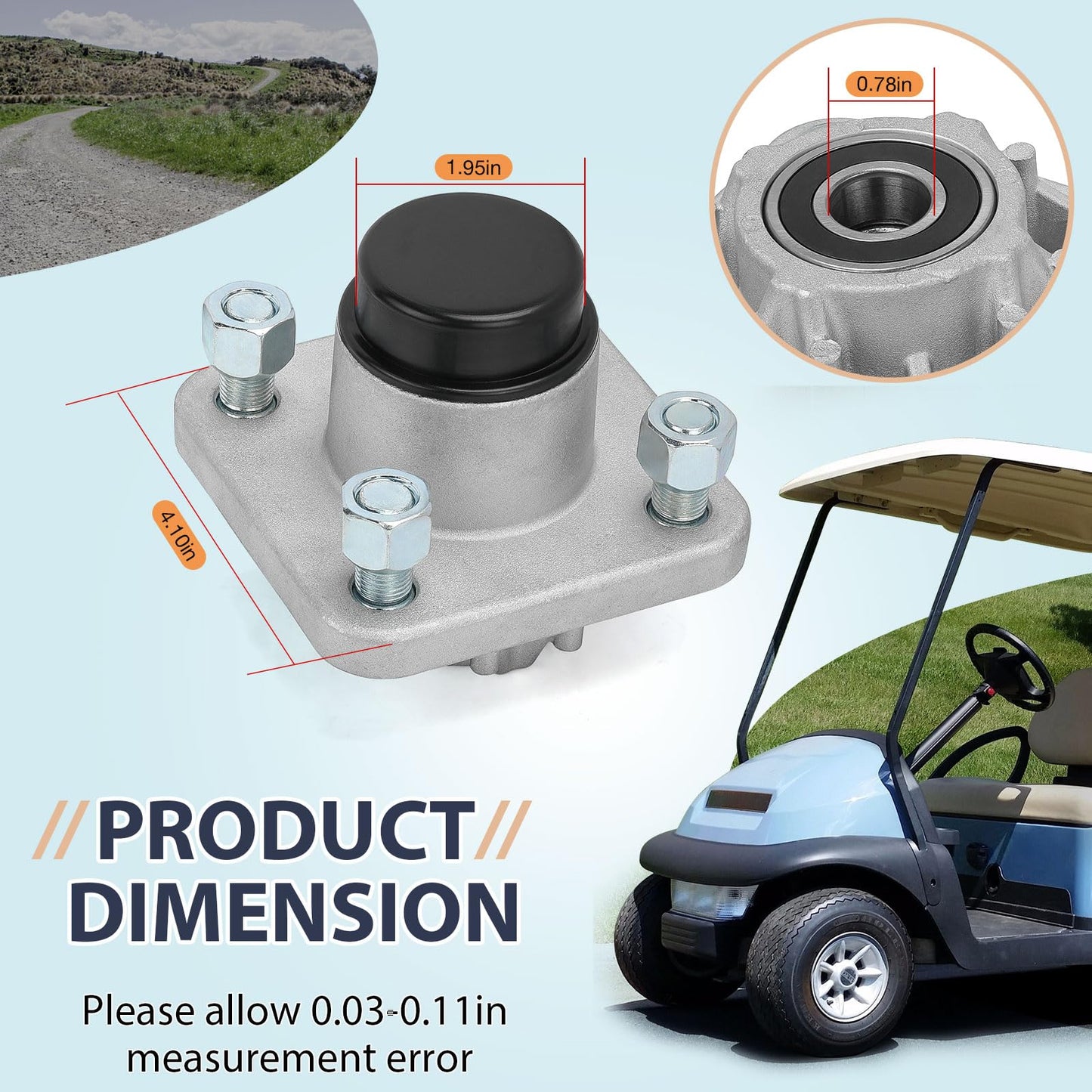 2Pcs Front Wheel Hub Assembly & Bearings Compatible with Club Car DS & Precedent 2003-up 102357701