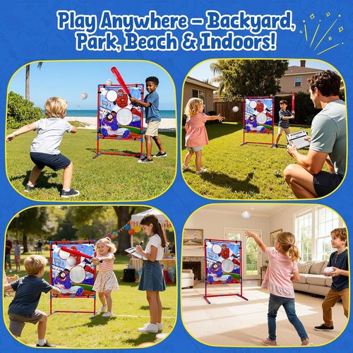 JoyCat Baseball Practice Equipment - Adjustable Height Target for Kids | T-Ball Bat & 4 Soft Balls