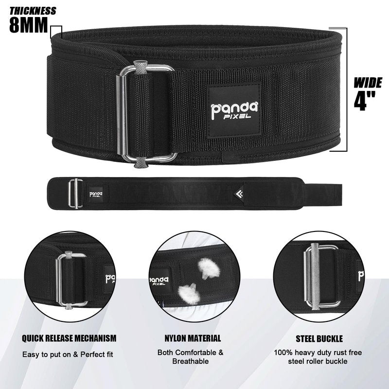 Weight Lifting Belt, PIXEL PANDA Self-Locking Weightlifting Belt, Weight Lifting belts, Premium Gym Belt for Men and Women, Professional Powerlifting Belt for Workout Fitness Squats Deadlifts Bodybuilding (Medium (29-34"/75-88CM), Black)