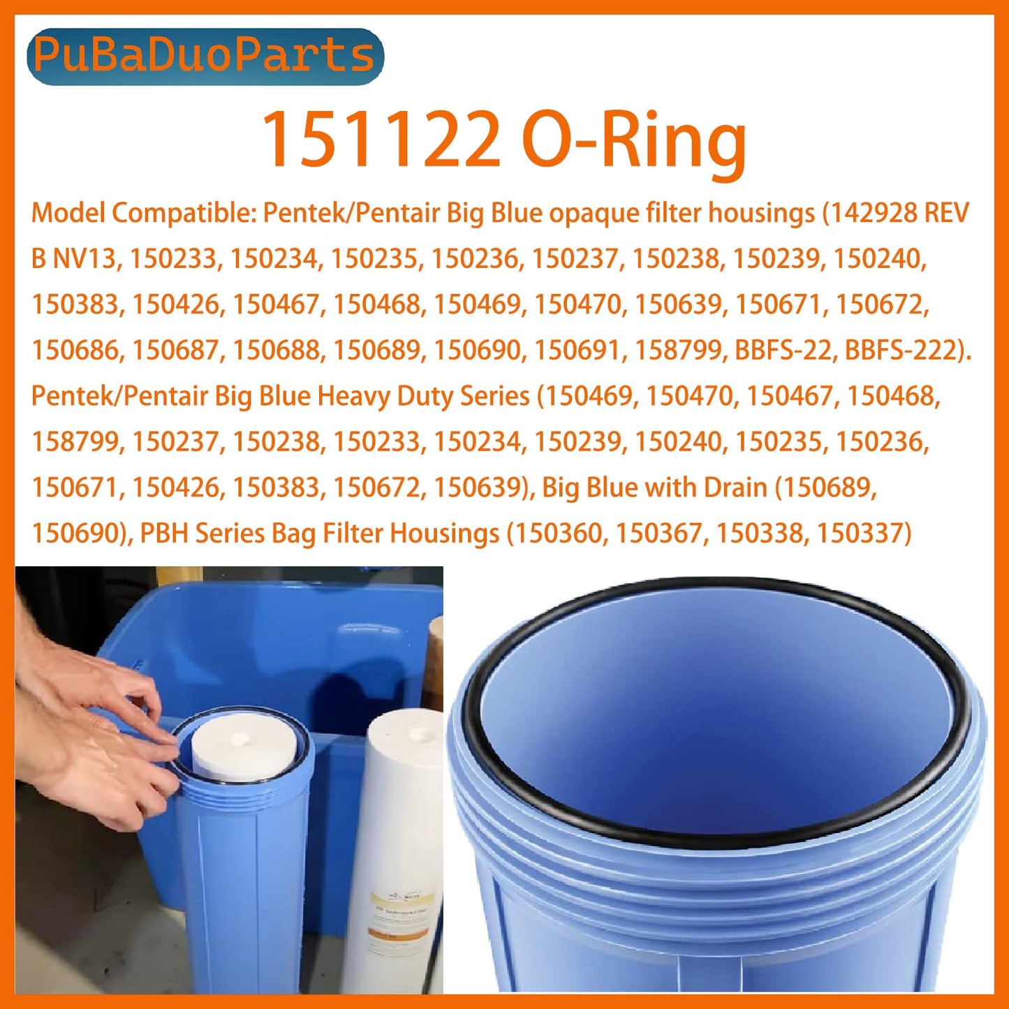 6-Pack 151122 O-Rings Compatible with Pentek Big Blue Water Filter Housings Seals Gasket, for Pentair, Culligan HD-950A,Heavy-Duty Nitrile Rubber Seals for Leak-Free Filtration Systems