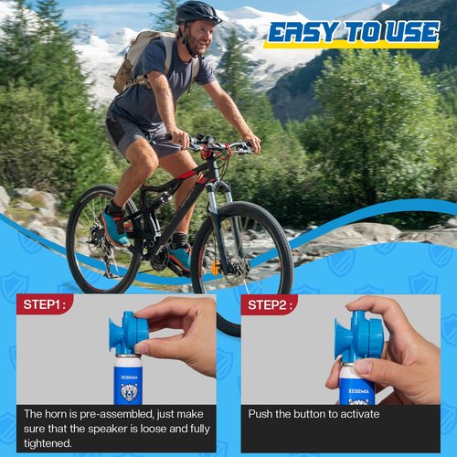 AIMSEIZE Bear Horn for Self Defense: 1.4oz Air Horn to Scare Bears, 120dB Heard Up to 1/2 Mile Away, Bear Horn for Hiking Camping Climbing Survival Biking and Outdoor Protection (2 Packs)