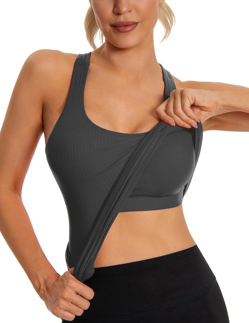 MathCat Seamless Workout Tank Top - Women's Padded Racerback Yoga Camisole (XS-2XL)