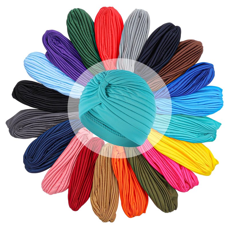 20 Pieces Stretch Turbans Chemo Head Wraps Polyester Head Beanie Cover para Mujer Turbantes for Women Multicolor