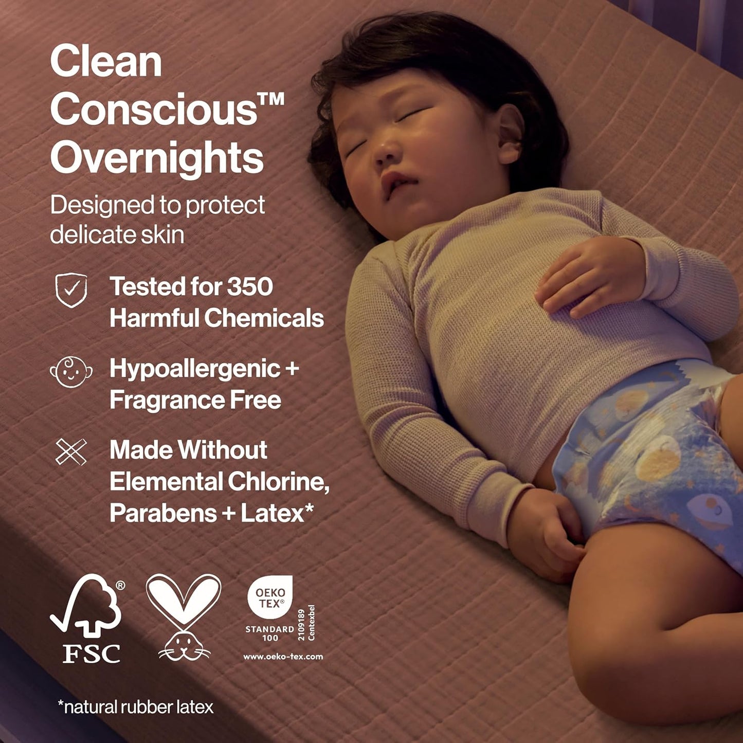 The Honest Company Overnight Diapers - Hypoallergenic Comfort, Cozy Cloud + Star Signs | Size 4 (22-37 lbs), 48 Count