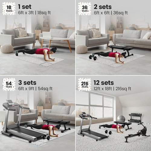 Bemaxx Gym Mats Set - 18 Pcs EVA Interlocking Foam Tiles | 18 Sqft Protective Flooring for Home Workouts