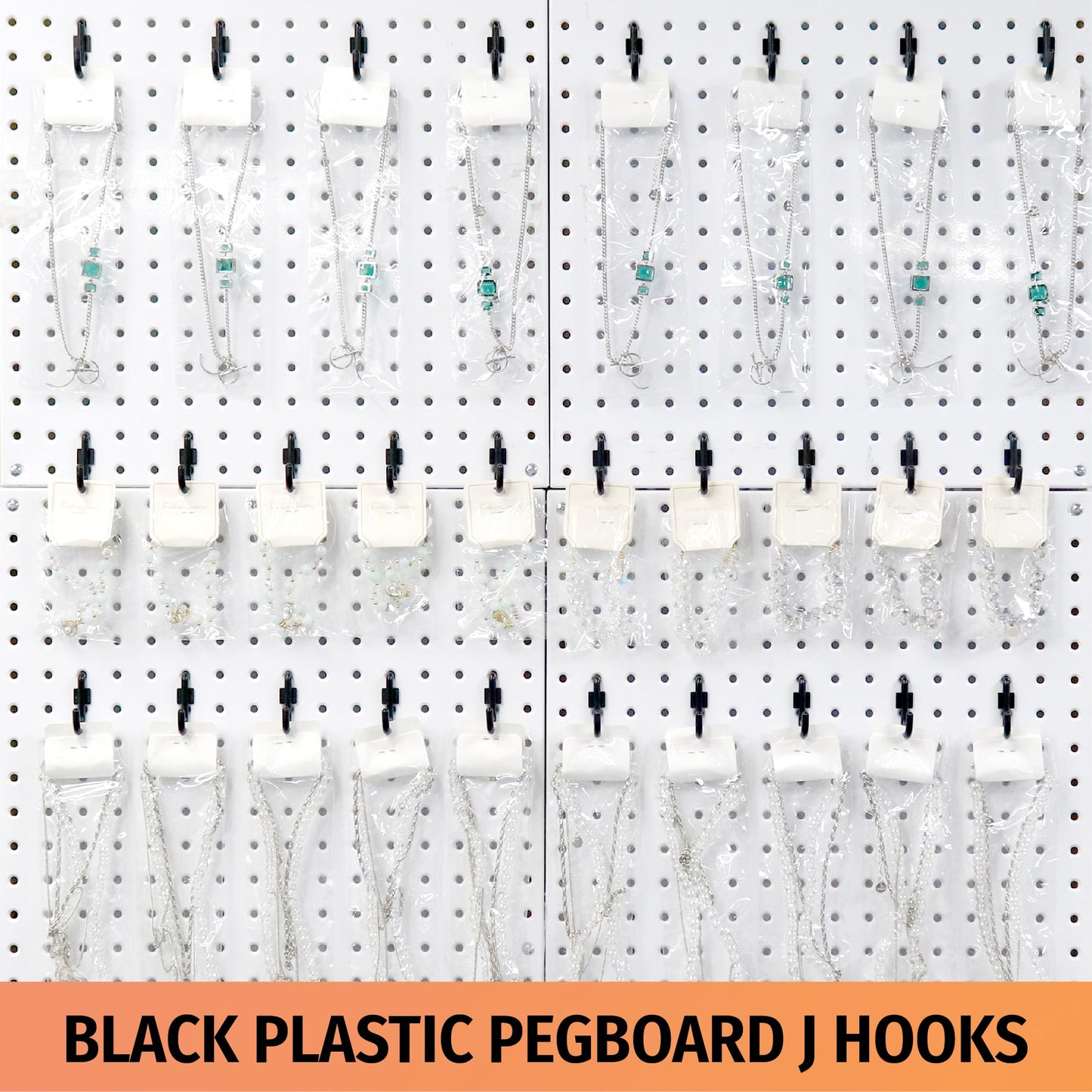 HUHOLE Pegboard Plastic Hooks, Designed for 1/4" Metal Pegboard Panel, Black, 100PC