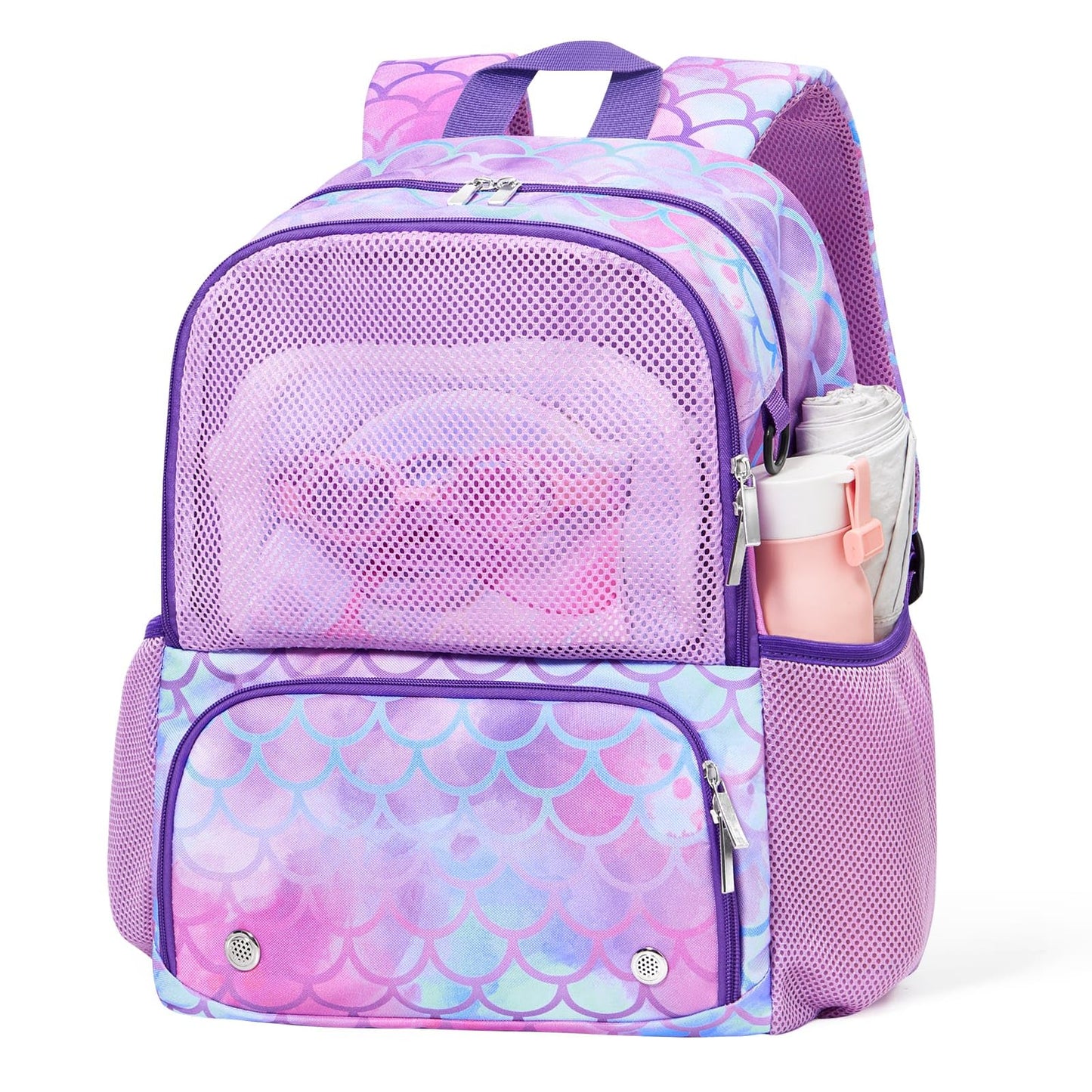 WAWSAM Mermaid Kids Swim Bag for Swimmers - Girls Beach Bag for Swimming with Wet Dry Compartments, Gym Sports Backpack with Shoes Compartment, Pool Bags Gym and Workout Gear