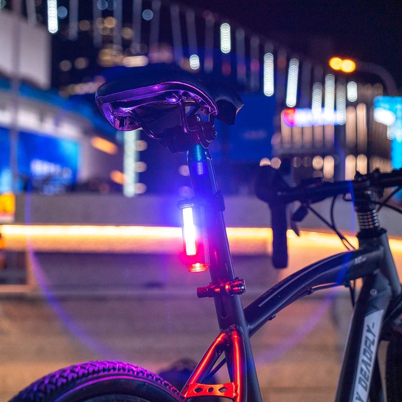 Bike Tail Light, USB Rechargeable LED Safety Light for Bicycle, Ultra Bright Waterproof Cycling Rear Taillight, Red/White/Blue 7 Light Modes Fits on Any Road or Mountain Bike
