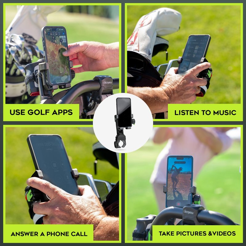 Method Golf PushStack Pro Pack- Magnetic Phone Holder for Golf Push Cart Plus Rangefinder Magnetic Strap, MagStack Microfiber Towel and Club Brush with MagStack Tile- Universal Fit for Most Phones