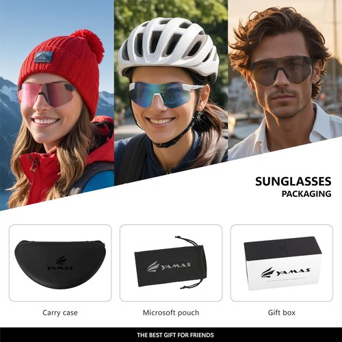 YAMAS Sport Sunglasses for Mens and Womens, Wrap around Sunglasses, Windproof & Shatterproof, Non-Slip Nose Pads for Hiking, Climbing, Cycling and Running, UV400 Protection, Sky Blue Mirror