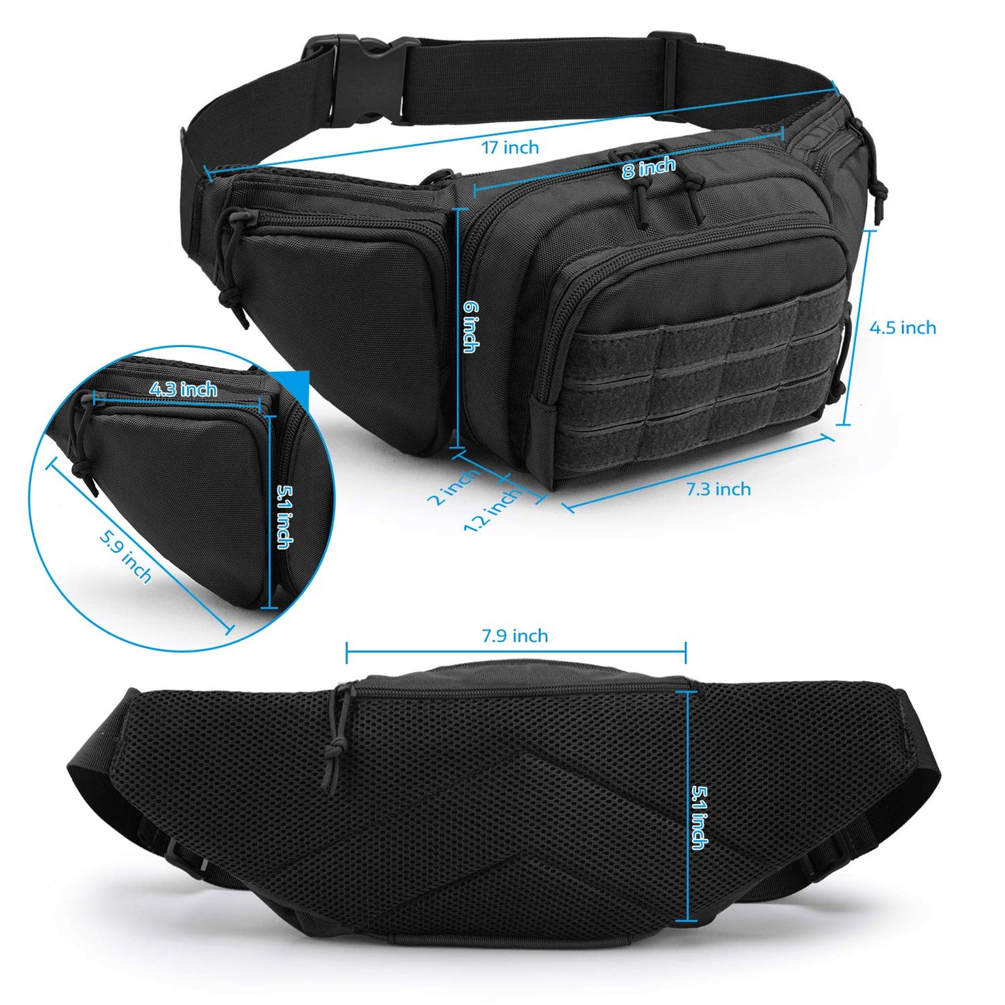 Tactical Pistol Pouch Ultimate Fanny Pack Holster Fits 1911, Glock, H&K, Ruger, S&W M&P Shield, Taurus, Sig Sauer, Springfield, Beretta, Kimber, Walther, and More