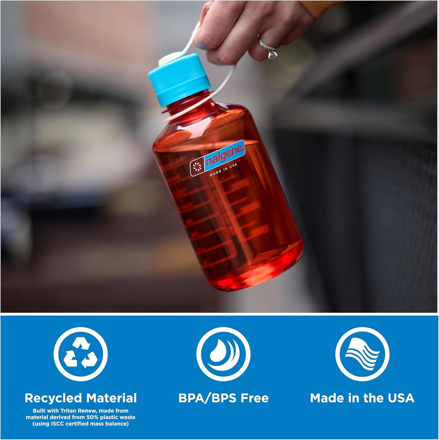 Nalgene 16 oz Narrow Mouth Water Bottle - BPA-Free, Durable & Leak-Proof, Lightweight Aubergine