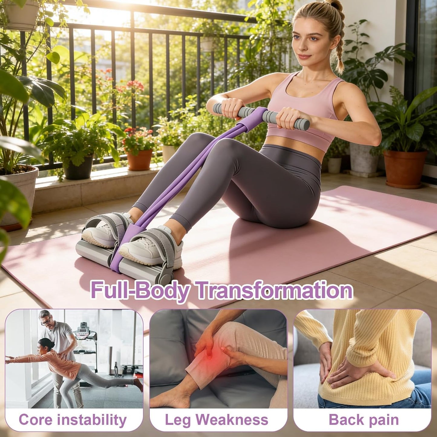 Skiennix Resistance Bands - Adjustable Foot Pedal Design for Full-Body Workouts | 6 Tubes, Natural Rubber