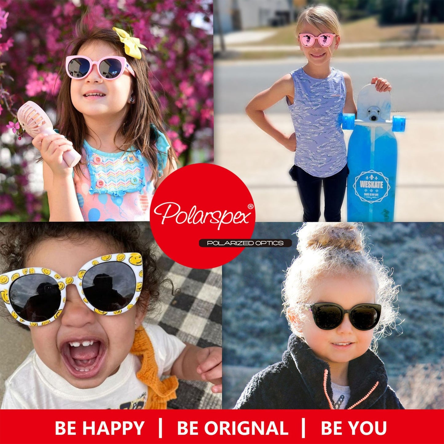 PolarSpex Toddler Sunglasses – Polarized UV Protection Cat Eye Sunglasses with Unbreakable Frame for Girls Age 2-8 (Hibiscus Flower | Polarized Smoke, 45, Millimeters)
