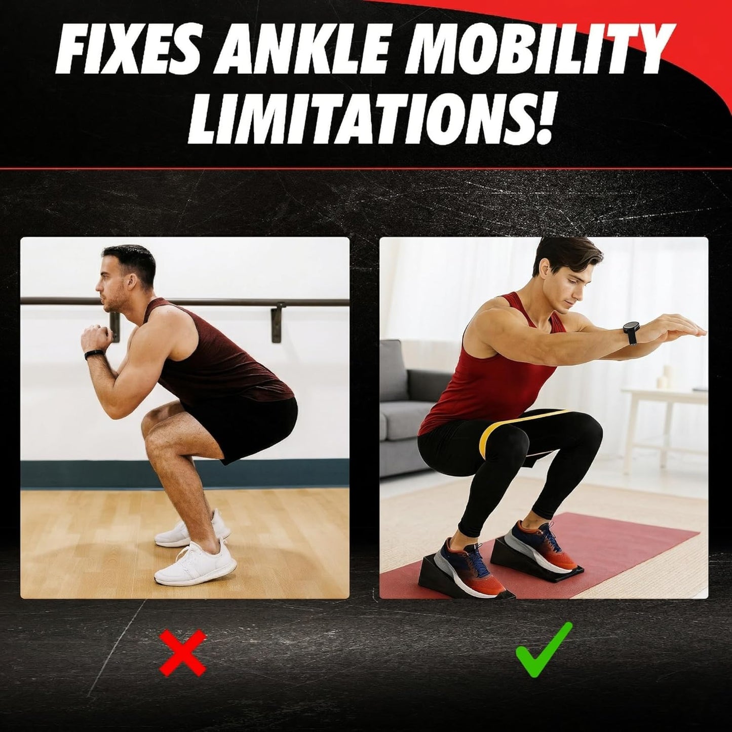 Squat Wedge Block - Heel Elevated Squat Platform for Deep Squats & Ankle Mobility | 4-Angle Adjustable Slant Board for Knee Pain Relief, 440 lbs Capacity