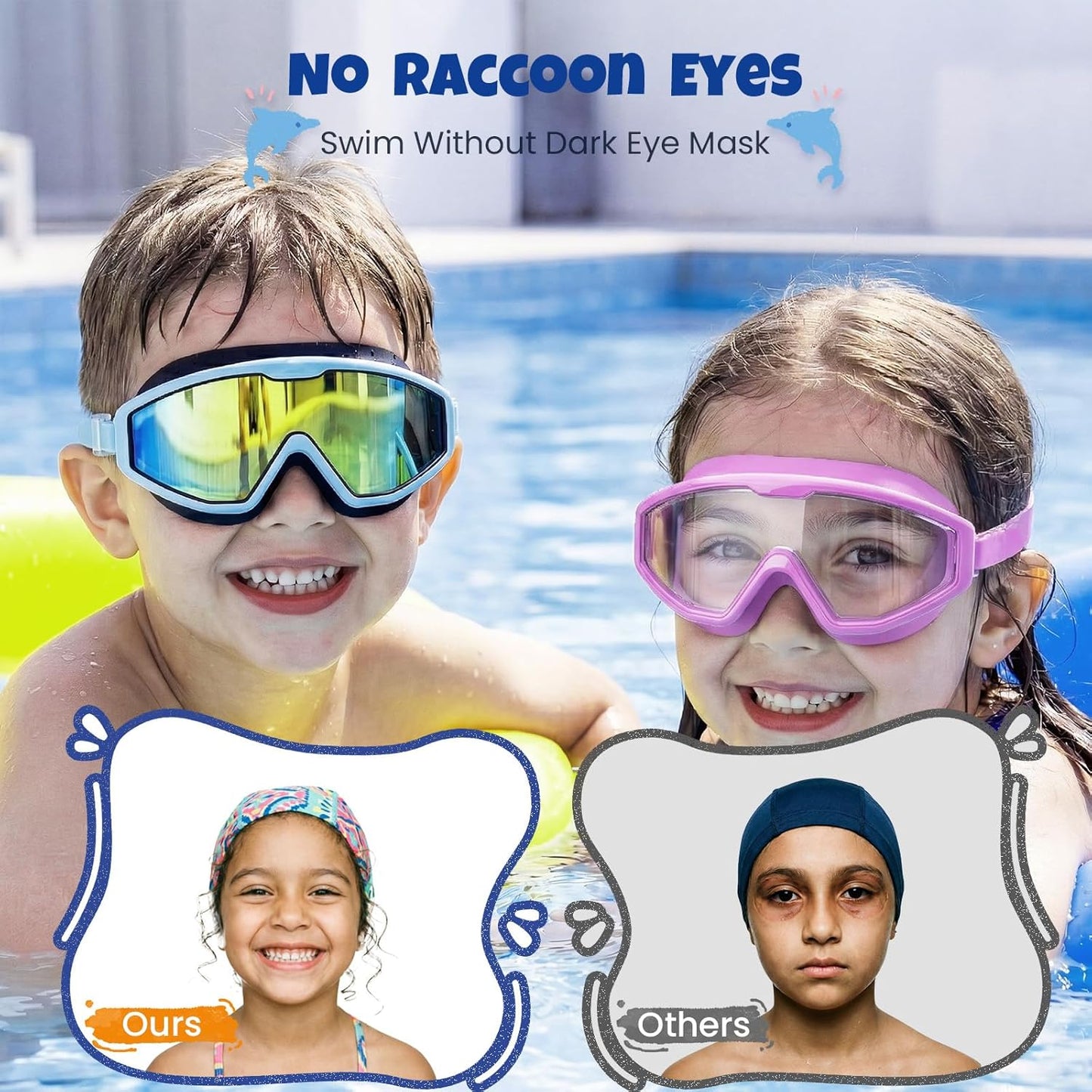 Skiennix Kids Swim Goggles - Anti-Fog UV Protection | 180° Clear View, 3 Pack for Ages 4-16