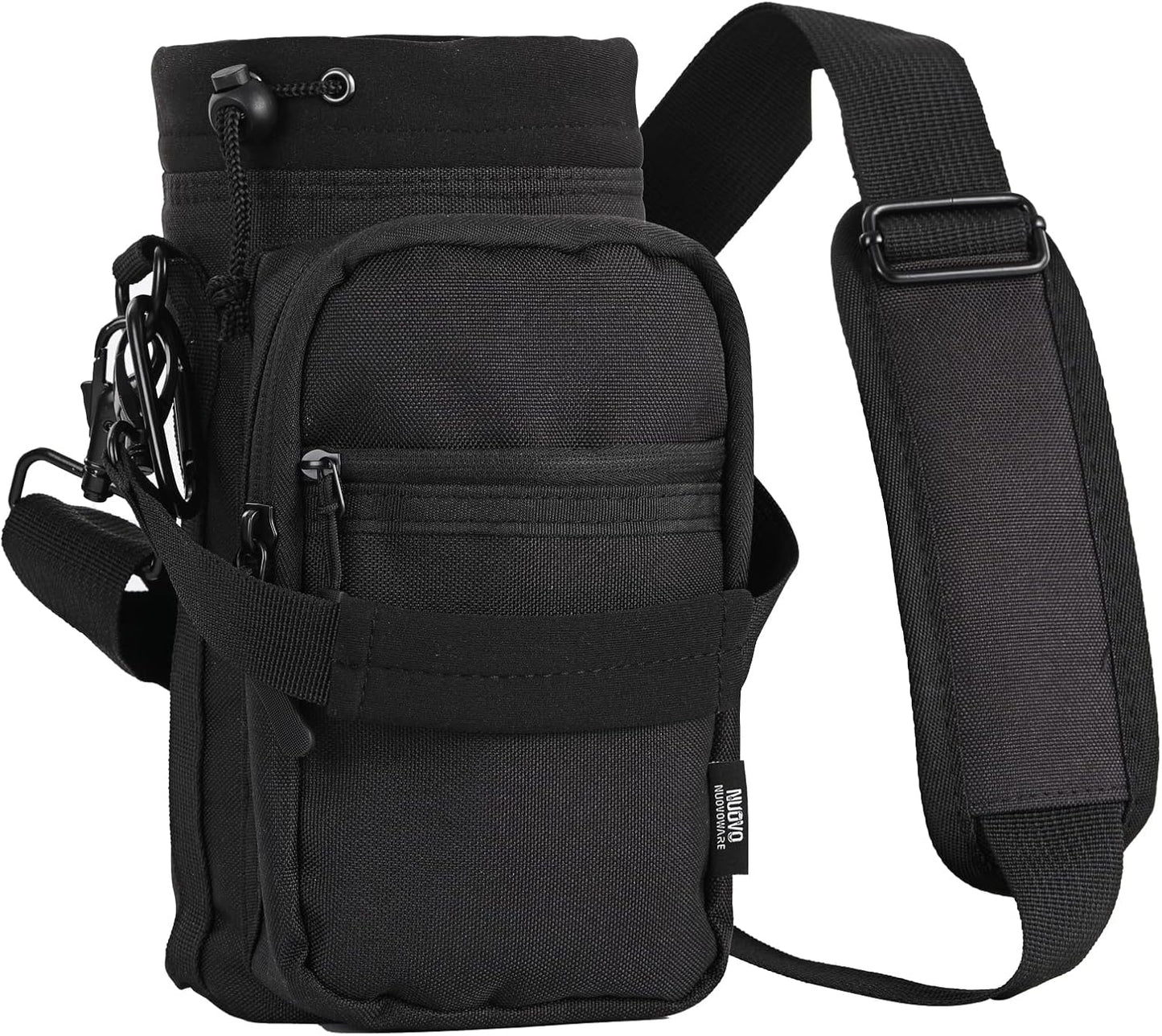 Nuovoware 40oz Insulated Water Bottle Carrier - Adjustable Shoulder Strap & 2 Pockets for Hiking | Sling Bag