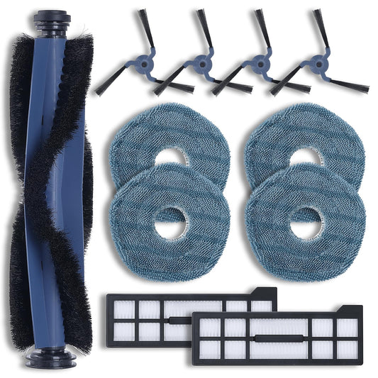 11 Pack Replacement Parts Mop Pads for eufy X10 Pro Omni Accessories Robot Vacuum Accessories, 1 Roller Brush, 2 Filters, 4 Side Brush, 4 Mop Pads