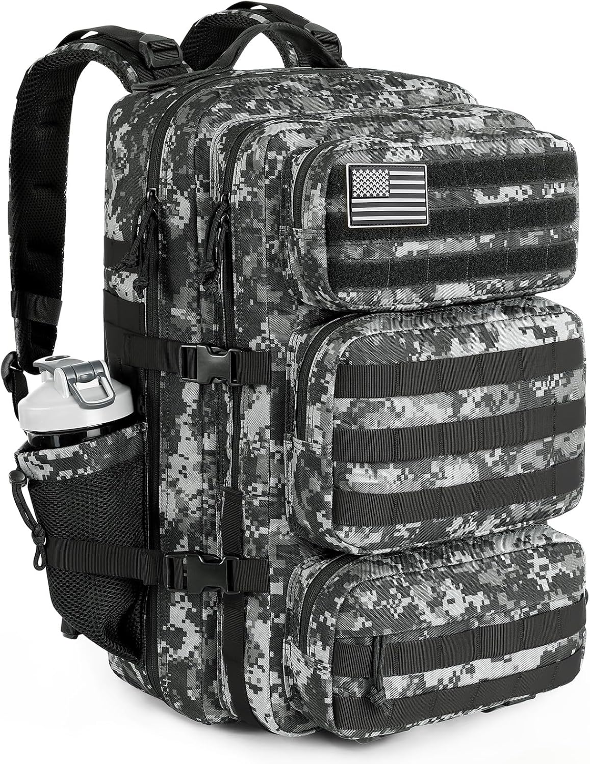 Military Tactical Backpack - 25L Molle Daypack for Men | Water-Resistant Heavy-Duty Rucksack - Black Digital Camo
