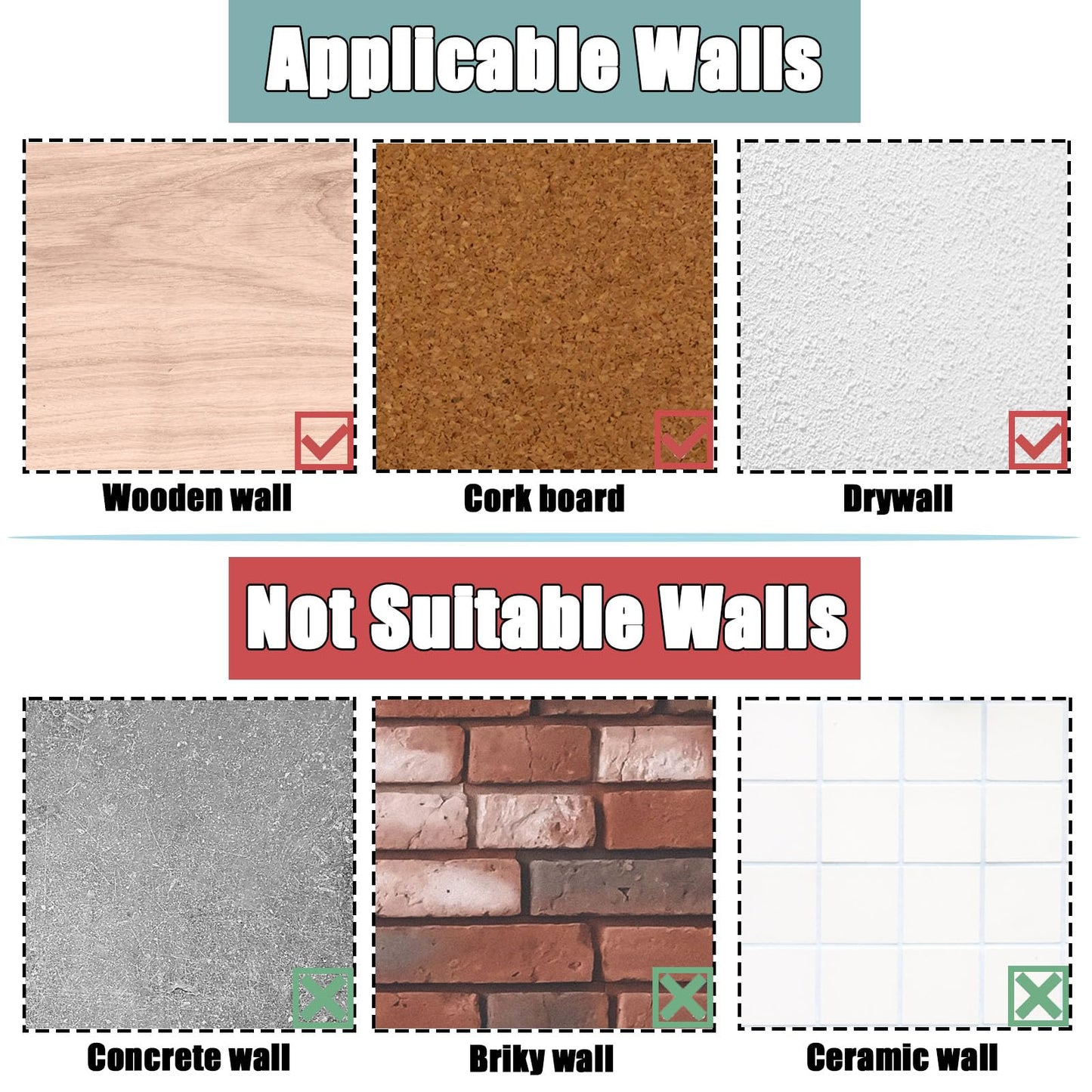 30 PCS Picture Hanging Nails Thumb Tacks for Wall Hangings, Heavy Duty Push Pins Wall Hooks for Drywall Cork Board, Picture Hanging Kit with Nails Black