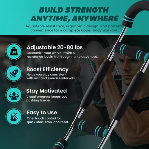 2-in-1 Arm Twister & Grip Strength Trainer – Adjustable 30-80 Lbs Twister, 10–60 KG Hand Grip Strengthener for Chest, Forearms & Home Workout Equipment