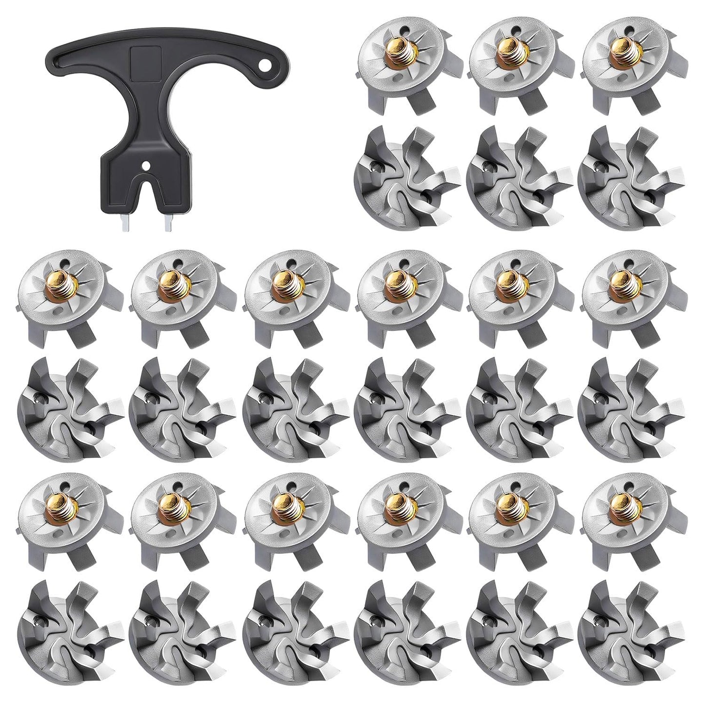 31 Pcs Golf Shoe Spikes Replacements Set Includes 30 Shoe Cleats Replacement & 1 Black Cleats Spanner Suitable for Use on Lawns or Golf Courses