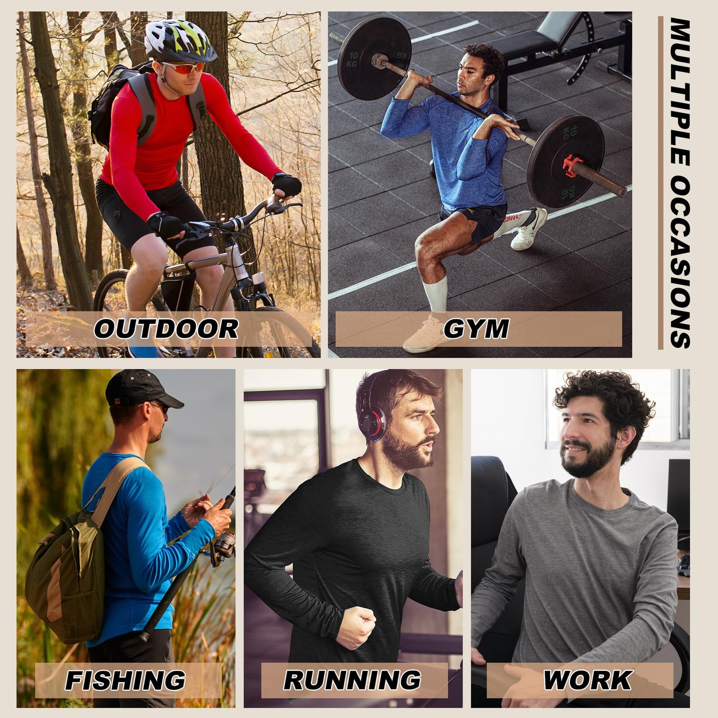 MLYENX 4 Pack Long Sleeve Shirts for Men UPF 50+ UV Sun Protection Quick Dry Moisture Wicking Workout Tee Shirts 3XL