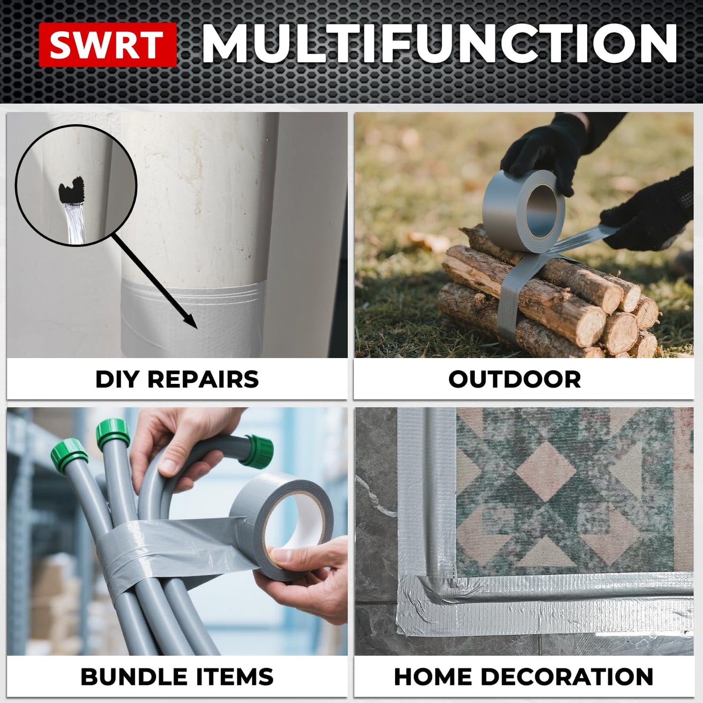 SWRT 9 Mil 5-Pack Silver Heavy Duty Duct Tape Strong Adhesive, 2 in x 30 YD (Total 150YD) Duct Heavy Duty Waterproof All Weather Gray Duct Tape No Residue Sealing & Patching for Indoor&Outdoor Repair