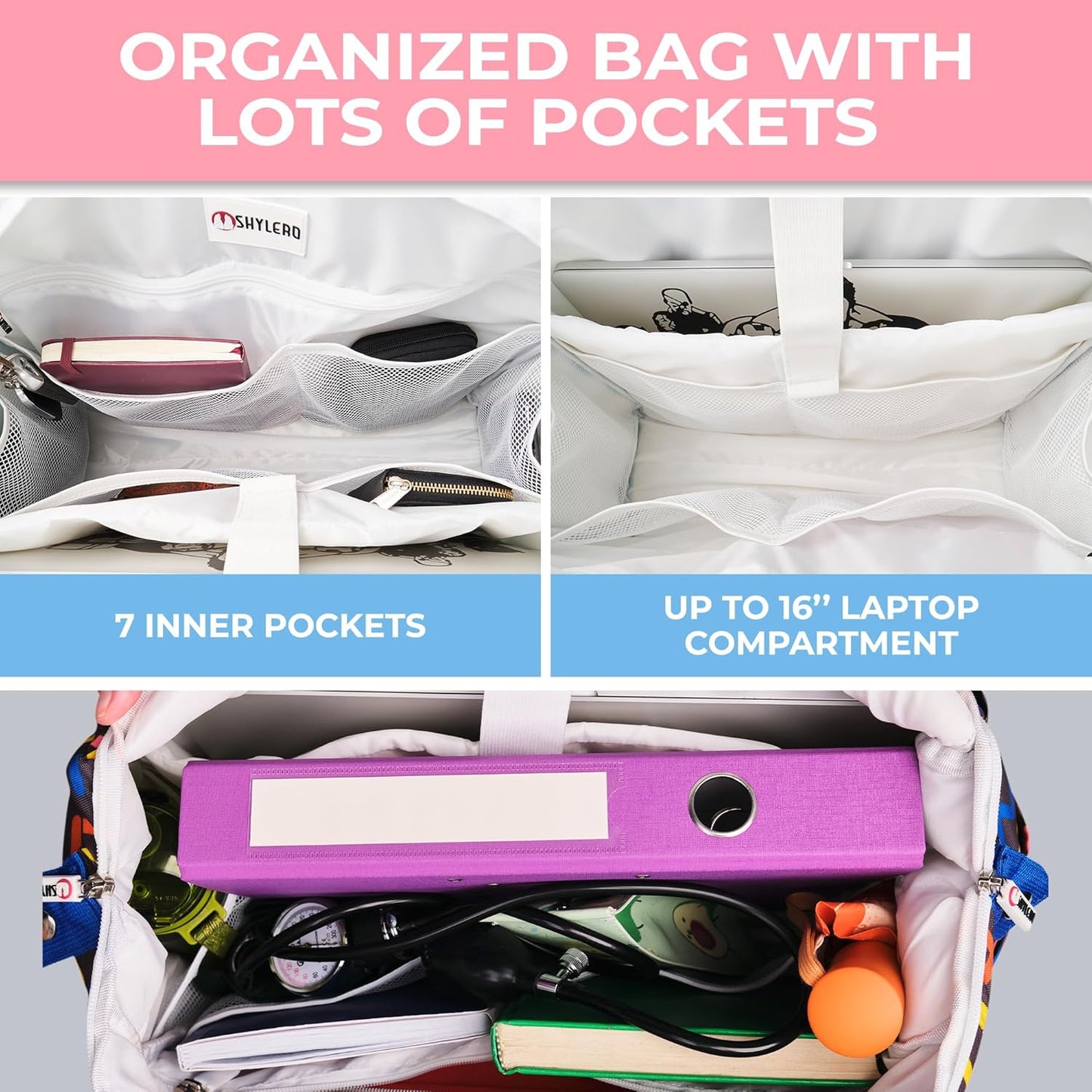 Skiennix Nurse Bag & Utility Tote - Waterproof Design with Top YKK® Zip | 18" x 14" x 7" (46x18x36cm)