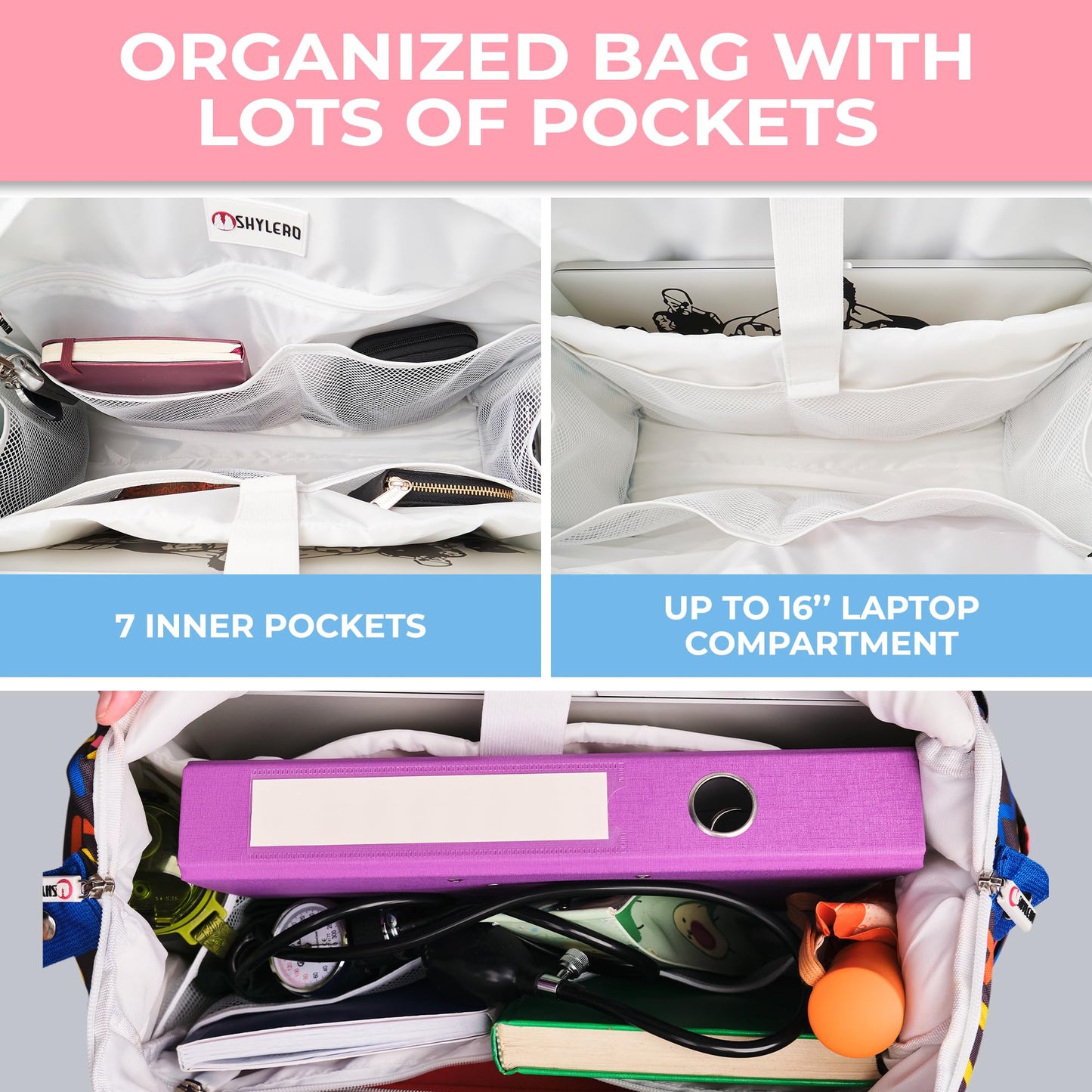 Nurse Bag with 21 Pockets - Big, Waterproof Medical Utility Tote for Daily Use