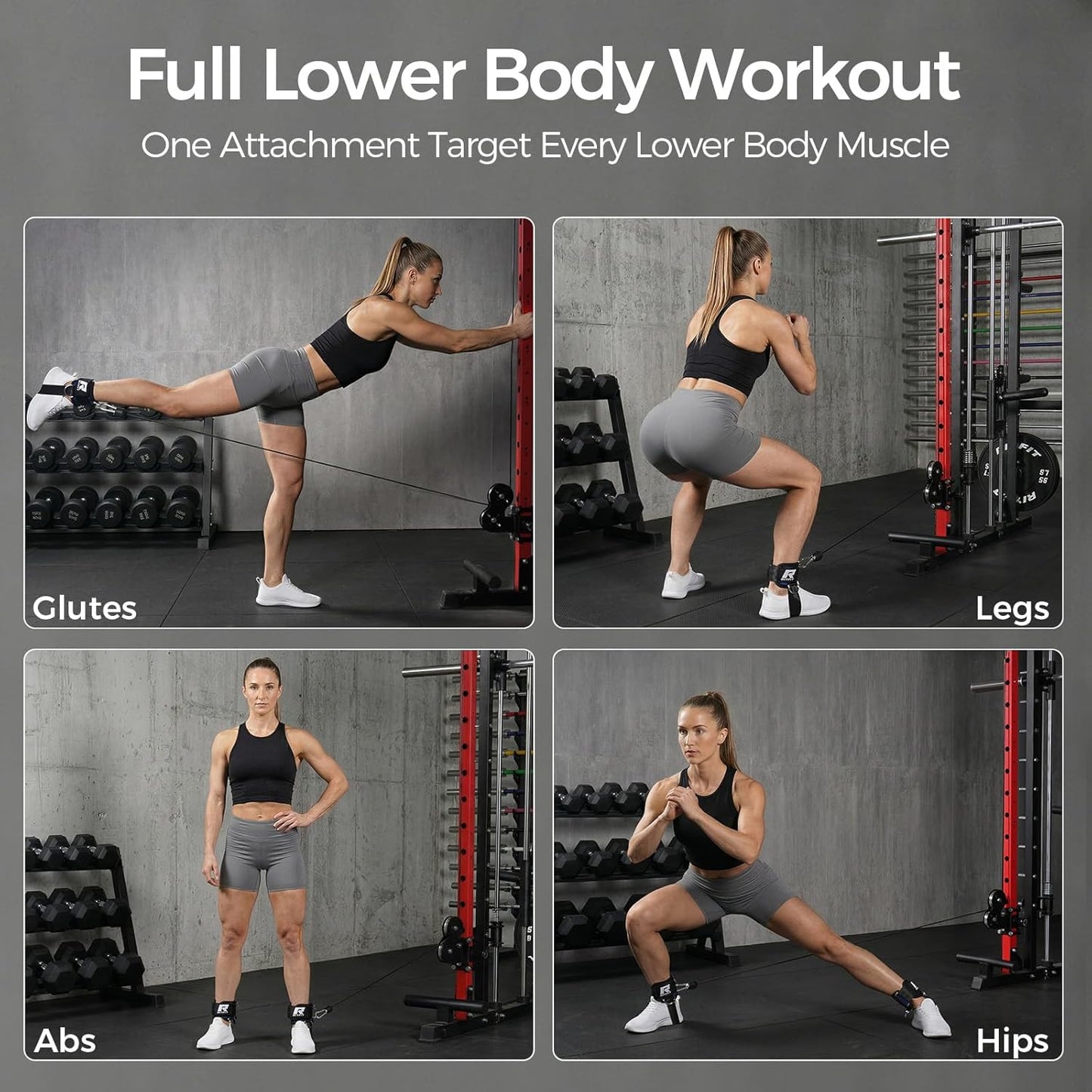 RitFit Kickback Ankle Straps - Padded Neoprene Cuffs with Strong Hook & Loop | Adjustable for Enhanced Abs, Glutes & Legs