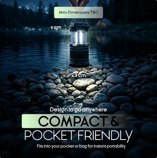 MalloMe LED Camping Lantern - Portable Battery-Powered Light for Emergencies | Collapsible Design, 3 x AAA Operated