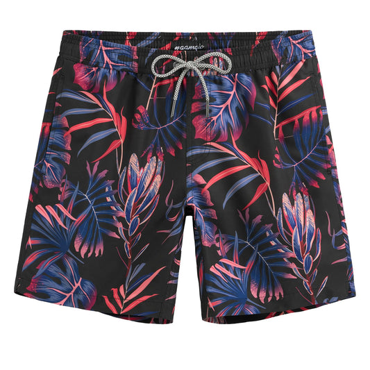 maamgic Mens Swim Trunks Quick Dry Swim Shorts with Mesh Lining Funny Swimwear Bathing Suits 7inch Red Leaves X-Large