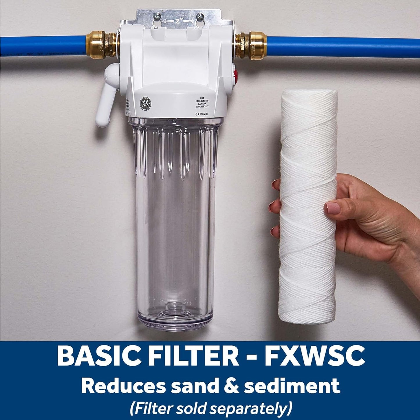 Whole House Water Filtration System - Reduces Sediment & Rust, Installation Kit Included, GXWH20T
