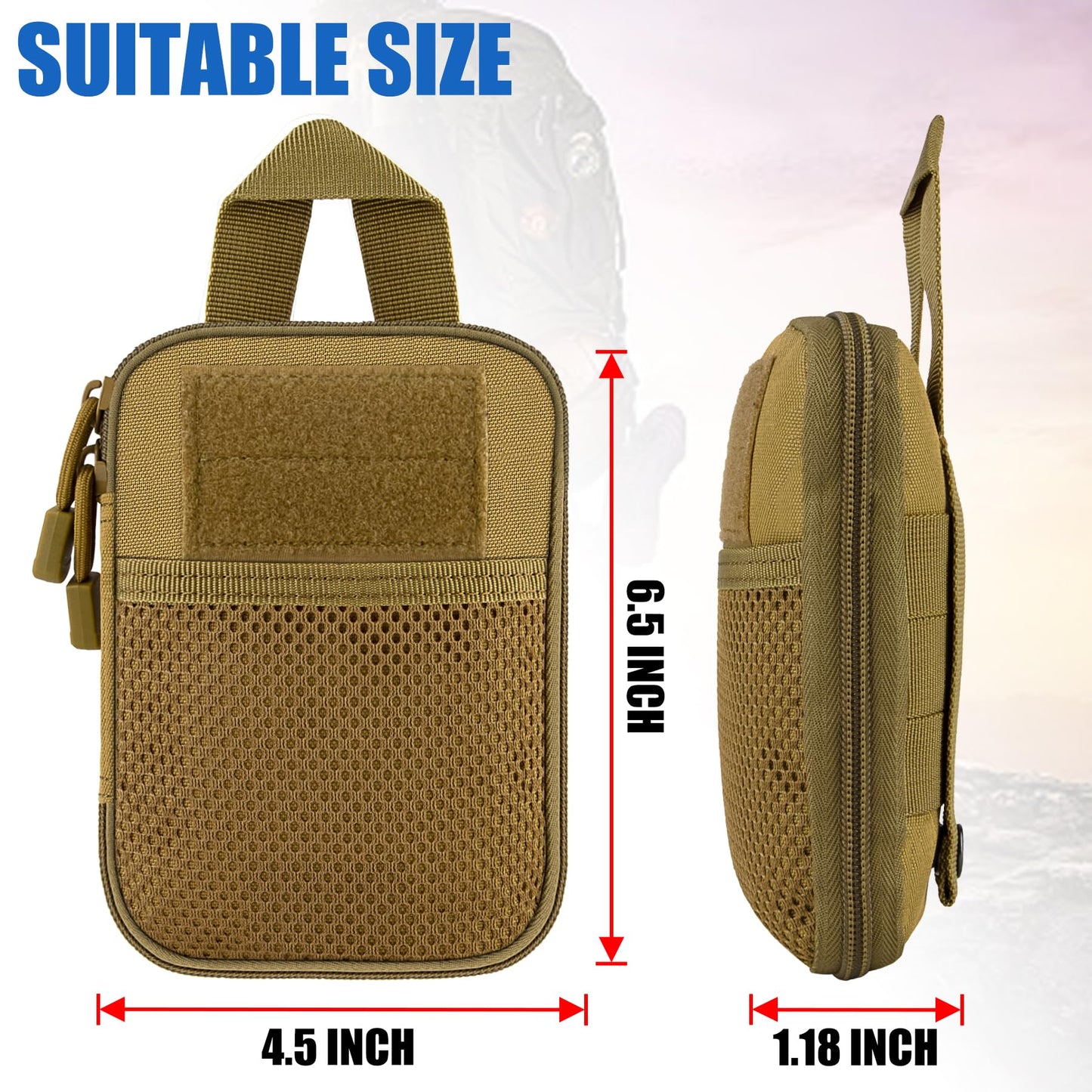 bvya Tactical Molle EDC Utility Tool Pouch Compact Pocket Organizer Pouch with Flag Patch