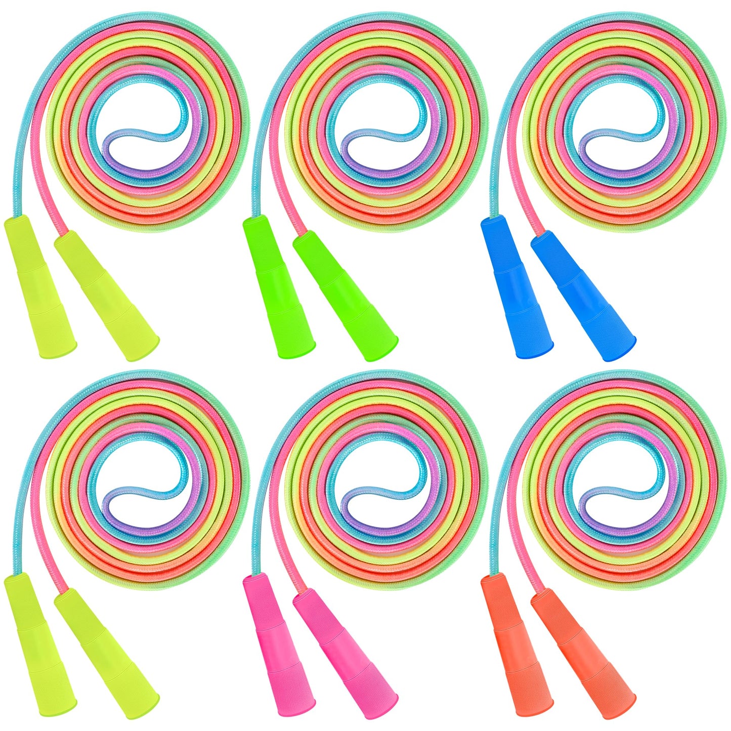 6 Pack Jump Rope for Kids, Adjustable Length Nylon Skipping Ropes for Kids