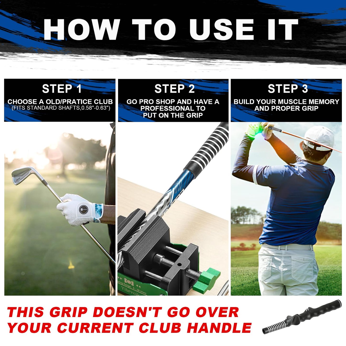 KALAUTO Golf Training Grip Right-Handed | Golf Grip Trainer | Golf Swing Training Grip Trainer,Standard Sized (Right-Hand 2PCS)