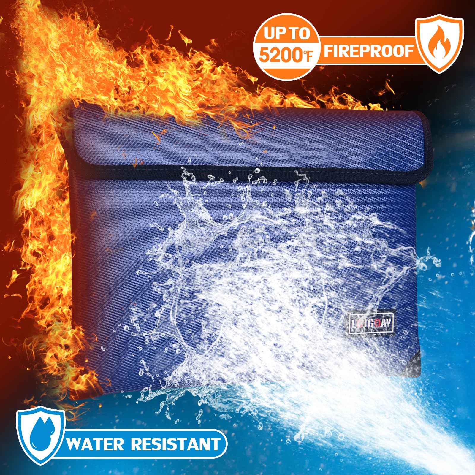 Fireproof Document Bag - with 5200°F Heat Insulated, Waterproof Fireproof Bag with Zipper, 8 Layers of Functional Materials, Fireproof Money Bag for Cash/Documents/Valuables, Fire bag 11"x7.7"