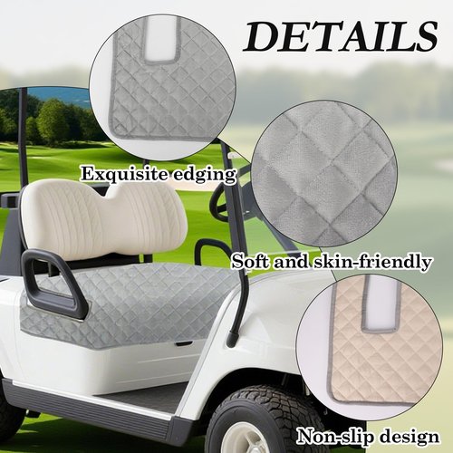 Klmnop Golf Cart Seat Covers, Golf Cart Seat Towel Blanket, Short Plush Surface Non-Slip Bottom Fits for EZGO, Yamaha, Club Car and More 2-Seat Golf Carts(LightGrey)