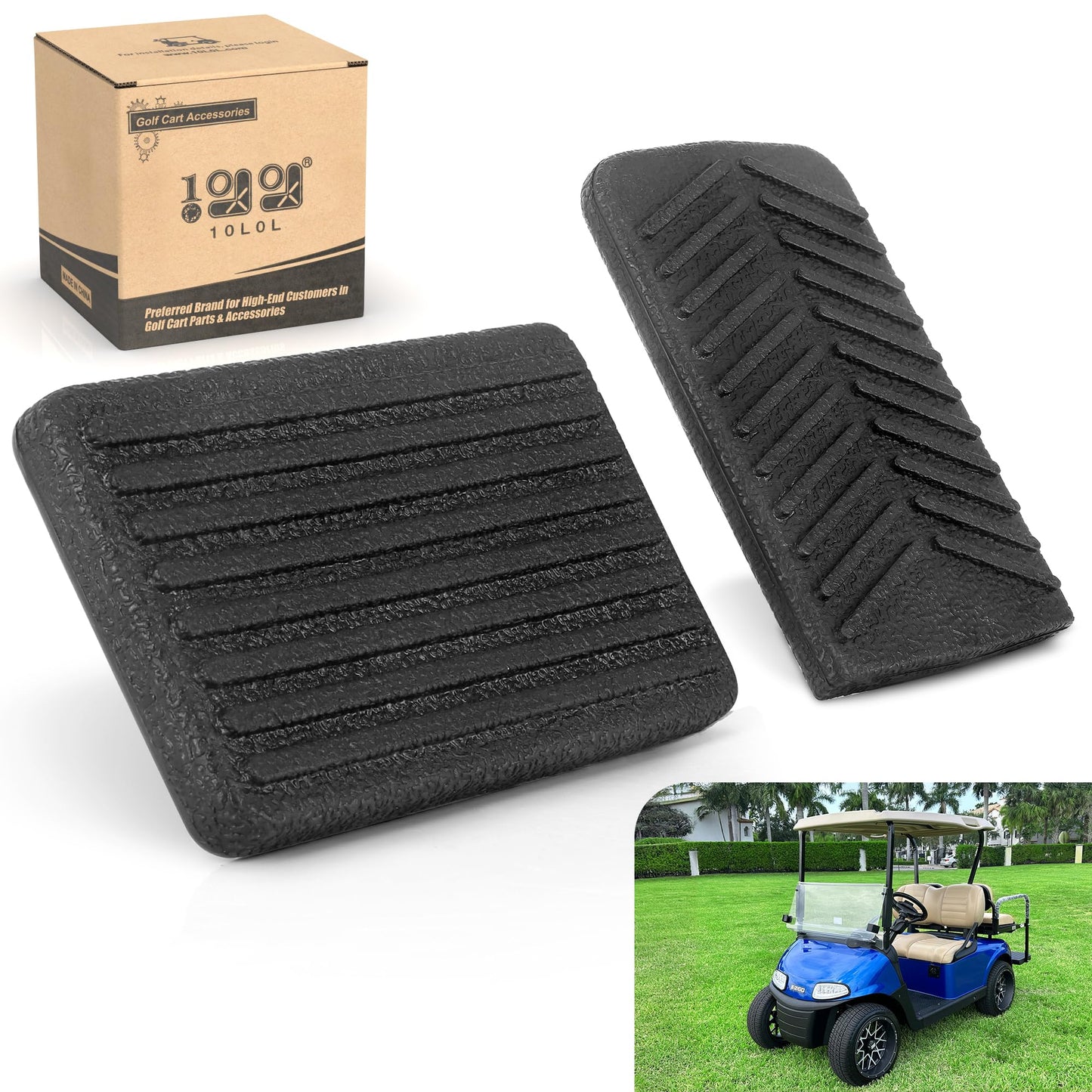 10L0L Golf Cart Accelerator & Brake Pedal Pad Cover Kit for EZGO RXV 2008-Up Gas and Electric Vehicles - OEM# 600252 610471 600255 610529