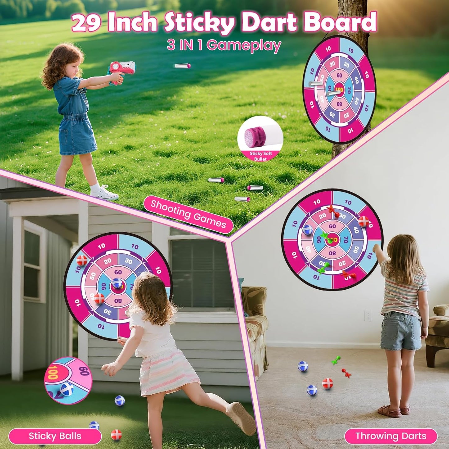 VATOS Bow and Arrow Toy Set - 4-in-1 Archery & Dart Game with LED Light, 20 Suction Cup Arrows & Glow Target | Indoor/Outdoor Fun for Kids Ages 5-12
