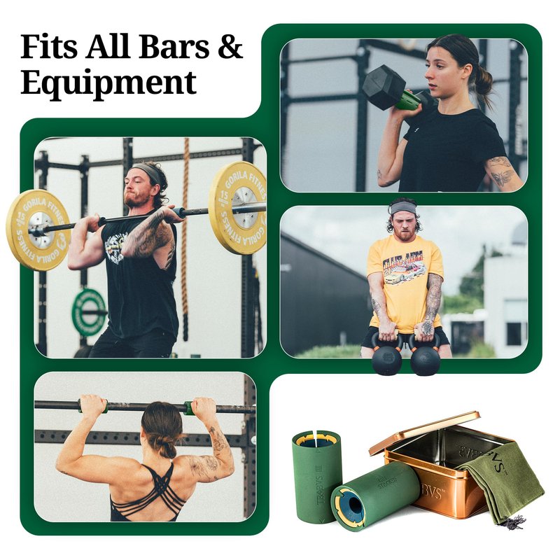 Tribus - Thick Grips for Dumbbells and Barbells, 2.05" & 2.44" Thick Dumbbell Grips for Men and Women, Extreme Arm & Forearm Builder Grip Strength, Barbell Grip for Weight Lifting
