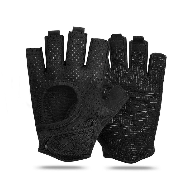 MOREOK Workout Gloves for Men/Women- [3/4 Finger] [Curved Open Back] Gloves for Weightlifting,Exercise,Training,Pull ups,Fitness and Rowing -S