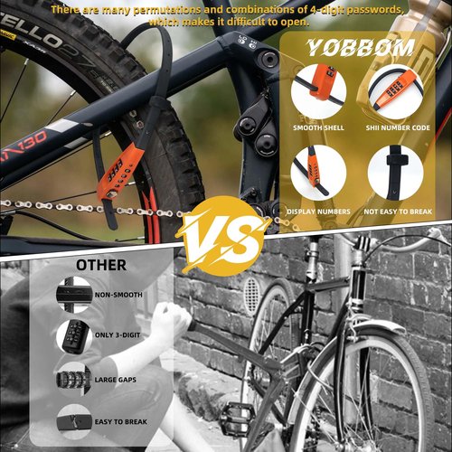 YOBBOM 4-Digit Combination Zip Tie Lock -Stainless Steel Cable Bike Lock with resettable Combination secures Helmets, skis, Strollers, Luggage, Kitchen cabinets, French Doors and More (Blue)