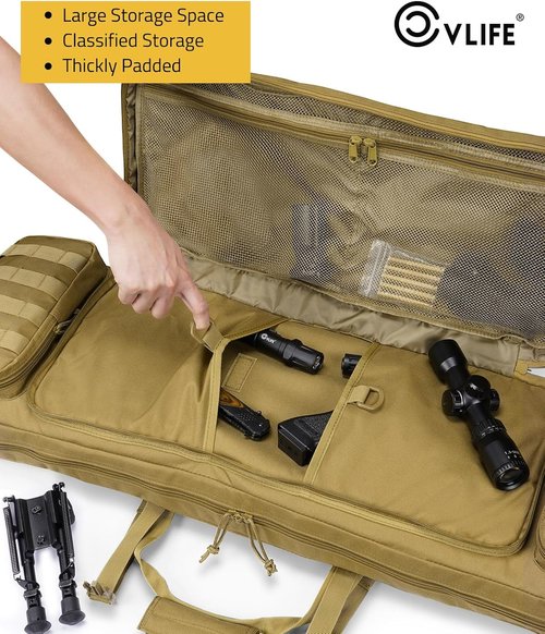 CVLIFE Soft Rifle Case - Double Long Gun Bag with Lockable Zipper & Backpack Strap | 36", 42", 46" Sizes