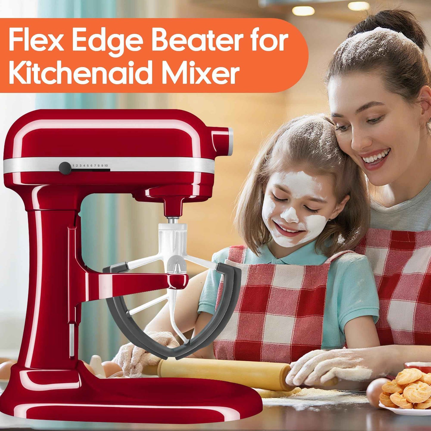 Flex Edge Beater for KitchenAid 6 Quart Bowl-Lift Mixers - Auto-Scrape Silicone Scraper Paddle Flexible Silicone Edges Bowl Scraper for Kitchen Aid Accessories and Attachmentsd – Dishwasher-Safe