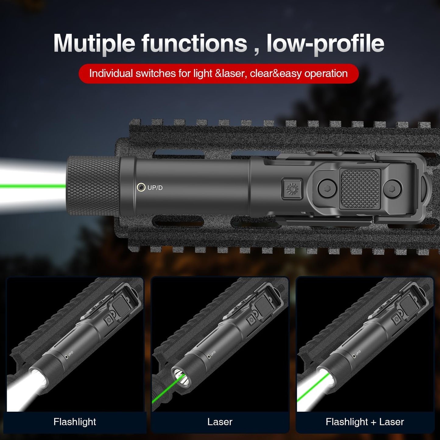 Solofish 1750 Lumens Green Laser Light Combo for Rifle