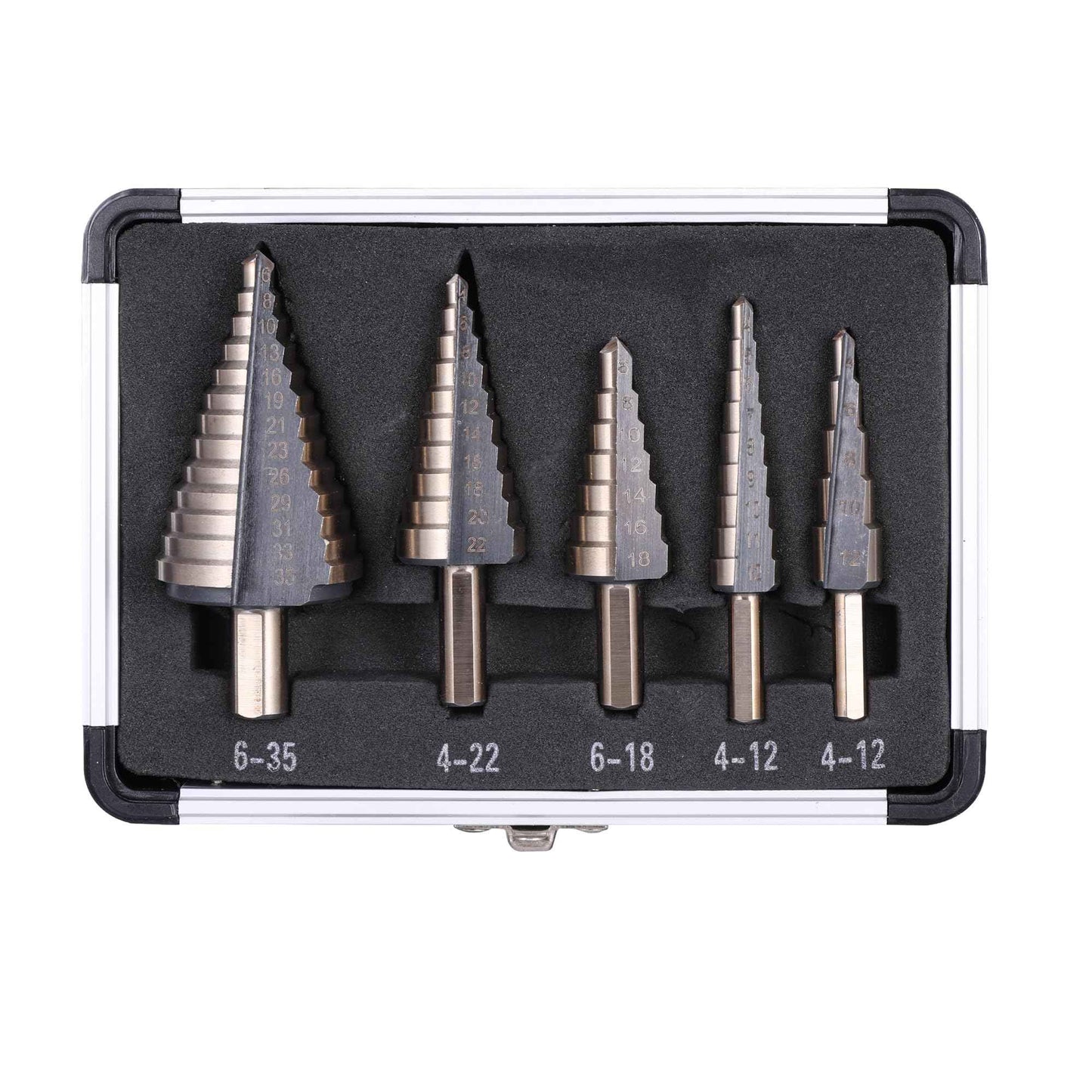 Witwocky Step Drill Bits, 5PCS (44 Sizes) Metric HSS Step Unibit Drill Bit Set with Aluminum Case, Double Cutting Blades, High-Speed Steel, Multiple Hole Stepped Up Bits for DIY Lovers